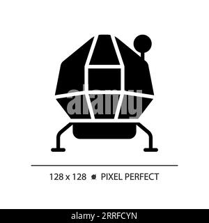 Lunar module pixel perfect black glyph icon Stock Vector
