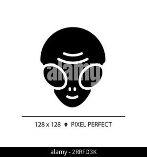 Alien face pixel perfect black glyph icon Stock Vector