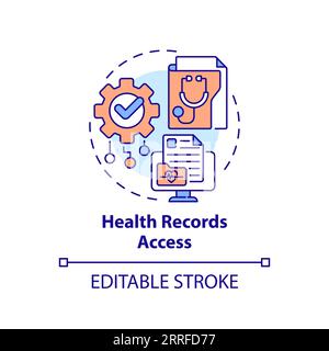 2D customizable thin line icon health records access concept Stock Vector