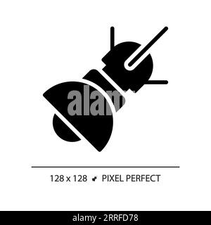 Space based radar pixel perfect black glyph icon Stock Vector