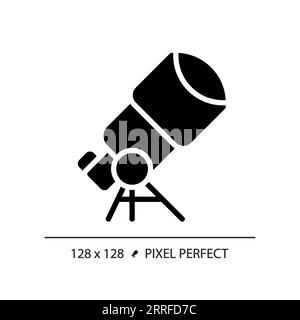 Telescope pixel perfect black glyph icon Stock Vector