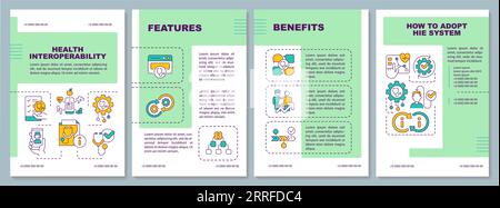 2D green brochure with HIR linear icons Stock Vector