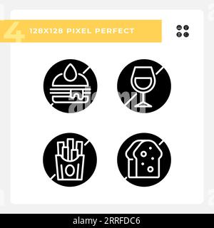 2D pixel perfect allergen free glyph style icons set Stock Vector