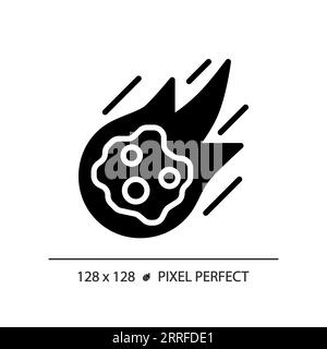 Falling comet pixel perfect black glyph icon Stock Vector