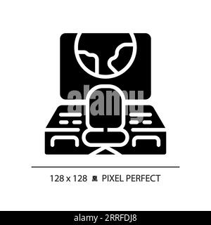 Mission control pixel perfect black glyph icon Stock Vector