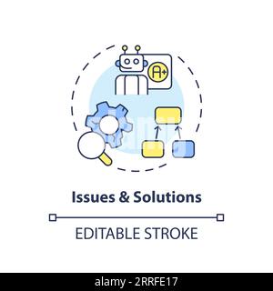 2D thin linear colorful issues and solutions icon Stock Vector