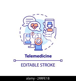 2D customizable thin line icon telemedicine concept Stock Vector