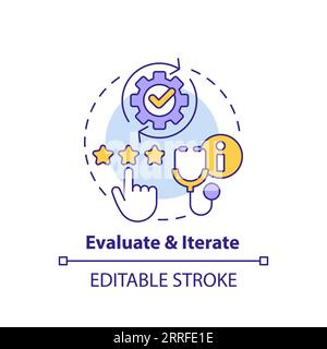 2D customizable thin line icon evaluate and iterate concept Stock Vector