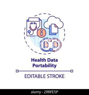 2D customizable thin line icon health data portability concept Stock Vector