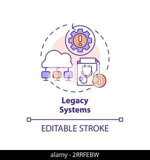 2D customizable thin line icon legacy systems concept Stock Vector