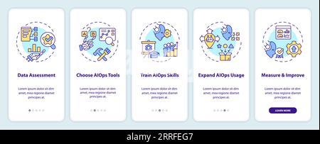Walkthrough AI ops with line icons concept Stock Vector
