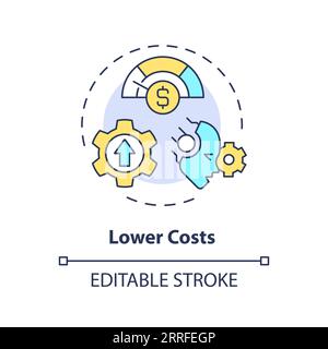 2D thin linear colorful lower costs icon Stock Vector