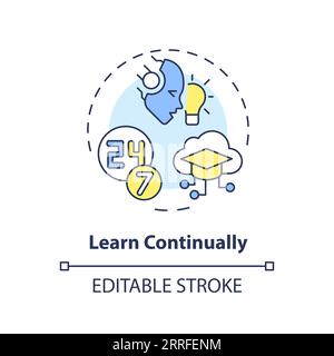2D thin linear colorful learn continually icon Stock Vector