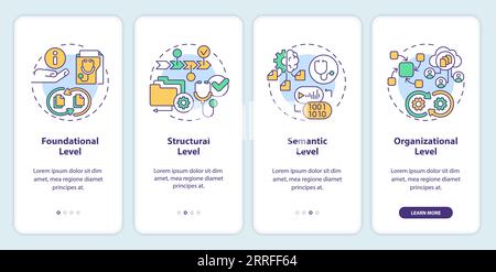 Walkthrough HIR with multicolor line icons concept Stock Vector