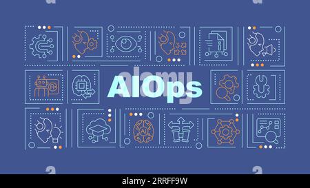 AI ops text with thin linear icons Stock Vector