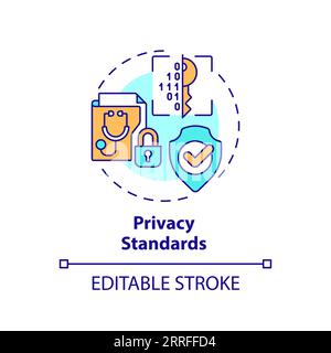 2D customizable thin line icon privacy standards concept Stock Vector