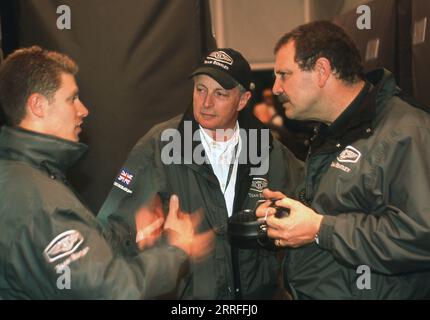 Bentley Team racing in the 2001 Le Mans 24 Hour race with Bentley Speed 8 Prototype race cars. Stock Photo