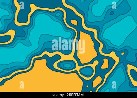 Bright orange blue papercut corporate elegant waves abstract background. Vector design Stock Vector