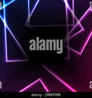 Geometric laser neon lines abstraction. Hi-tech futuristic blue purple stripes abstract background. Vector retro decoration cover design Stock Vector