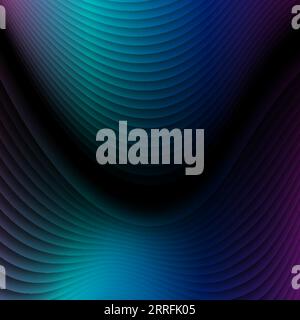 Dark blue and purple refracted neon waves. Futuristic vector graphic design with curved lines. Technology wavy background Stock Vector