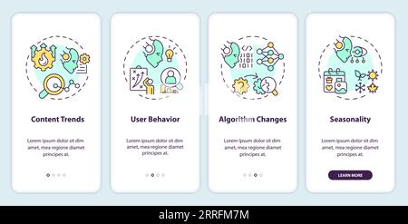 Walkthrough AI for SEO with thin linear icons concept Stock Vector