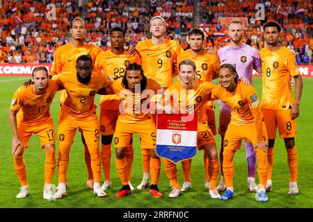 EINDHOVEN, NETHERLANDS - SEPTEMBER 7: Virgil van Dijk (Netherlands), Denzel Dumfries (Netherlands), Wout Weghorst (Netherlands), Marten de Roon (Nethe Stock Photo