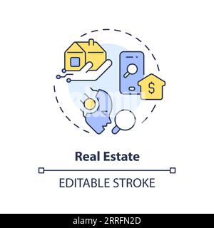 2D customizable real estate line icon concept Stock Vector