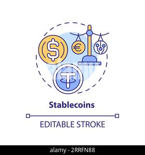 2D customizable stablecoins line icon concept Stock Vector