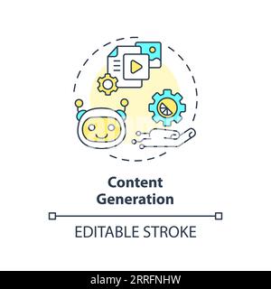 2D customizable content generation line icon concept Stock Vector