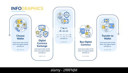 Digital currency layout with colorful thin line icons Stock Vector