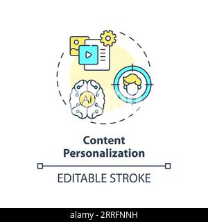 2D customizable content personalization line icon concept Stock Vector