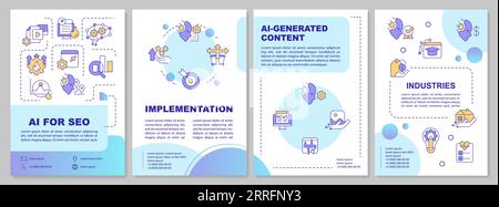 2D brochure with AI for SEO linear icons Stock Vector