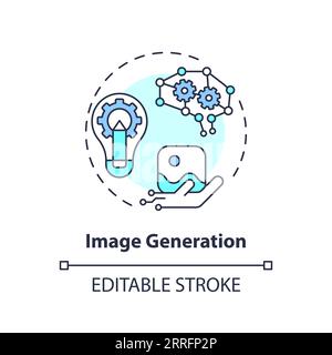 2D customizable image generation line icon concept Stock Vector