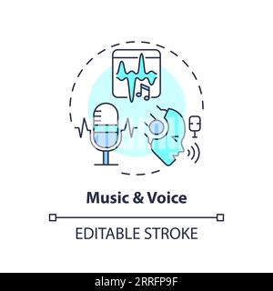 2D customizable music and voice line icon concept Stock Vector