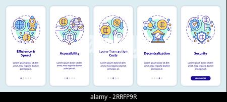 Walkthrough digital currency with thin line icons concept Stock Vector