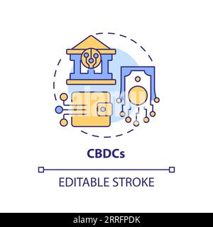 2D customizable CBDCs line icon concept Stock Vector