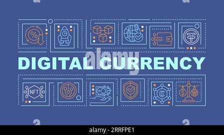 Digital currency text with thin line icons Stock Vector