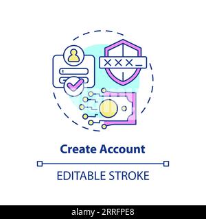 2D customizable create account line icon concept Stock Vector