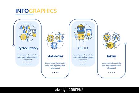 Multicolor digital currency layout with linear icons Stock Vector