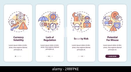 Walkthrough digital currency with line icons concept Stock Vector