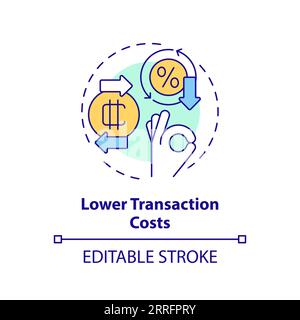 2D customizable lower transaction costs line icon concept Stock Vector