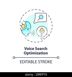 2D customizable voice search optimization line icon concept Stock Vector