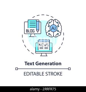 2D customizable text generation line icon concept Stock Vector