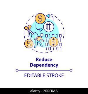 2D customizable reduce dependency line icon concept Stock Vector