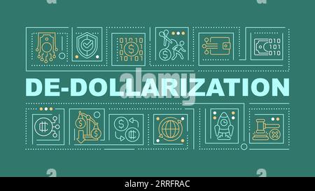 De-dollarization text with thin line icons Stock Vector