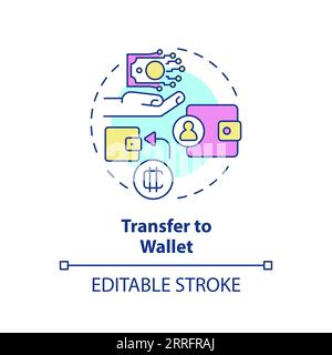 2D customizable transfer to wallet line icon concept Stock Vector