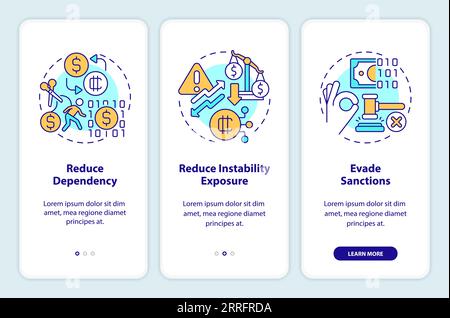 Walkthrough digital currency with line icons concept Stock Vector