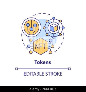 2D customizable tokens line icon concept Stock Vector