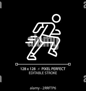 2D customizable running white linear icon Stock Vector