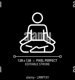 2D customizable lotus position white linear icon Stock Vector